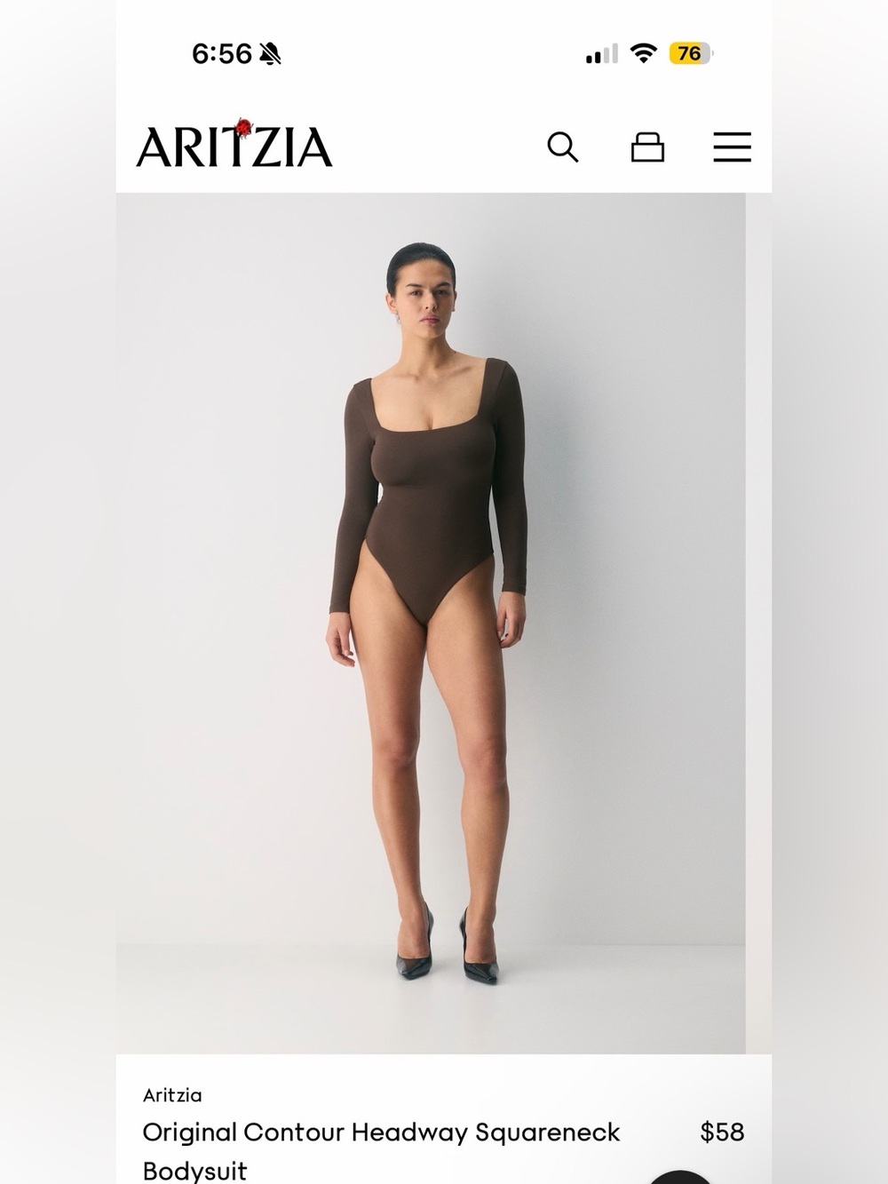 Aritzia Square Neck Long Sleeve Bodysuit